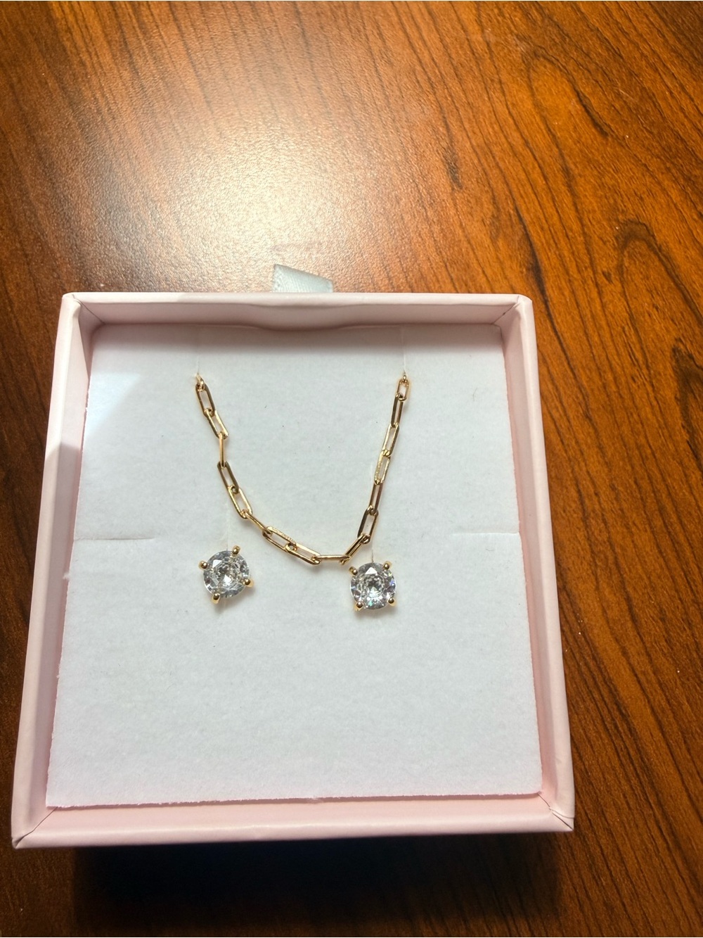 Electric picks  Emme Gold Link Necklace with 6mm gold studs